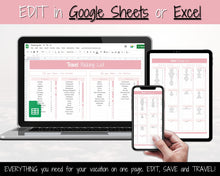 Load image into Gallery viewer, Travel Packing List Template | EDITABLE Google Sheets Packing Checklist for Vacation, Holidays and Cruises
