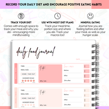 Load image into Gallery viewer, Food Journal: Daily Food Journal, 90 Day Meal Tracker &amp; Planner, Fitness Diet Wellness Planner, Habit Tracker, Weight Loss Tracker, Nutrition Log, Daily Food Diary | A5 Pastel Rainbow
