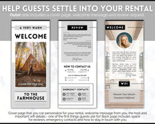 Load image into Gallery viewer, Airbnb Trifold Welcome Book Template | Editable Canva Welcome Guide for Vacation Rentals | Mono
