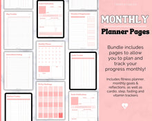 Load image into Gallery viewer, Fitness Planner Ultimate Bundle | Weight Loss, Workout, Fitness, Wellnes &amp; Health, Meal Planner, Self Care, Habit Tracker | Hearts
