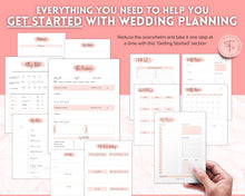 Load image into Gallery viewer, Wedding Planner Printable BUNDLE | Wedding Binder, Checklist, Budget, Wedding Day Schedule &amp; To Do List Planner Book | Pink Watercolor
