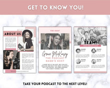 Load image into Gallery viewer, Podcast Media Kit Template Bundle | Editable Canva Podcast Planner, Press Kit, Rate Sheet Card | 20 Page Pink Vol 2
