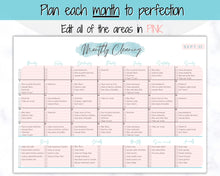 Load image into Gallery viewer, EDITABLE Cleaning Planner, Cleaning Checklist &amp; Cleaning Schedule | Weekly House Chores, Clean Home Routine, Monthly Cleaning List | Blue
