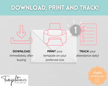 Load image into Gallery viewer, Attendance Tracker Sheet | Printable Attendance Record Log for Students | Colorful Sky
