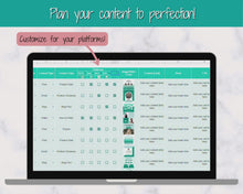 Load and play video in Gallery viewer, Social Media Content Calendar | Google Sheets Content Planner, Social Media Manager Spreadsheet for Instagram, YouTube, TikTok Influencers | Green
