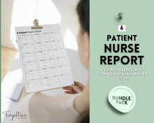 Load image into Gallery viewer, 6 Patient Nurse Report Sheet to Organize your Shifts | Nurse Brain Sheet, ICU Nurse Report Patient Assessment Template | Green

