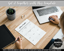 Load image into Gallery viewer, EDITABLE Brain Dump Template BUNDLE | To Do List Printable, ADHD Work Productivity Planner | Mono Swash
