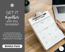 Load image into Gallery viewer, EDITABLE Brain Dump Template BUNDLE | To Do List Printable, ADHD Work Productivity Planner | Mono Swash
