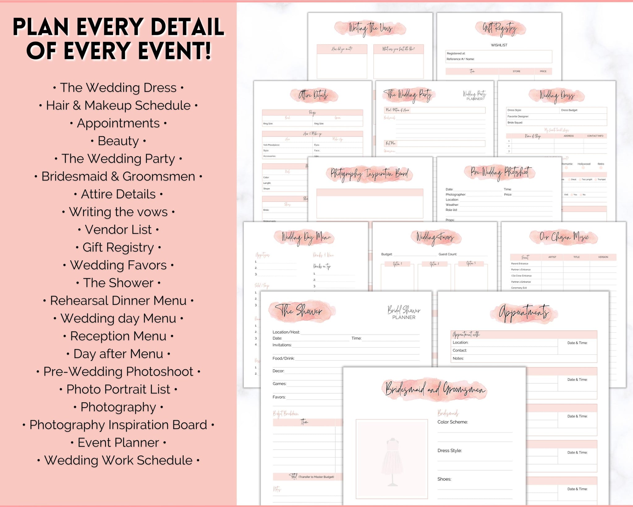 Wedding Planner Printable BUNDLE Wedding Checklist Budget Planner wedding-planner-printable-bundle-wedding-checklist-budget-planner