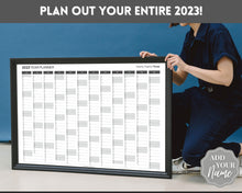 Load image into Gallery viewer, 2023 Wall Calendar Printable | Large 12 Month Personalized Calendar, Annual Year at a glance | Mono
