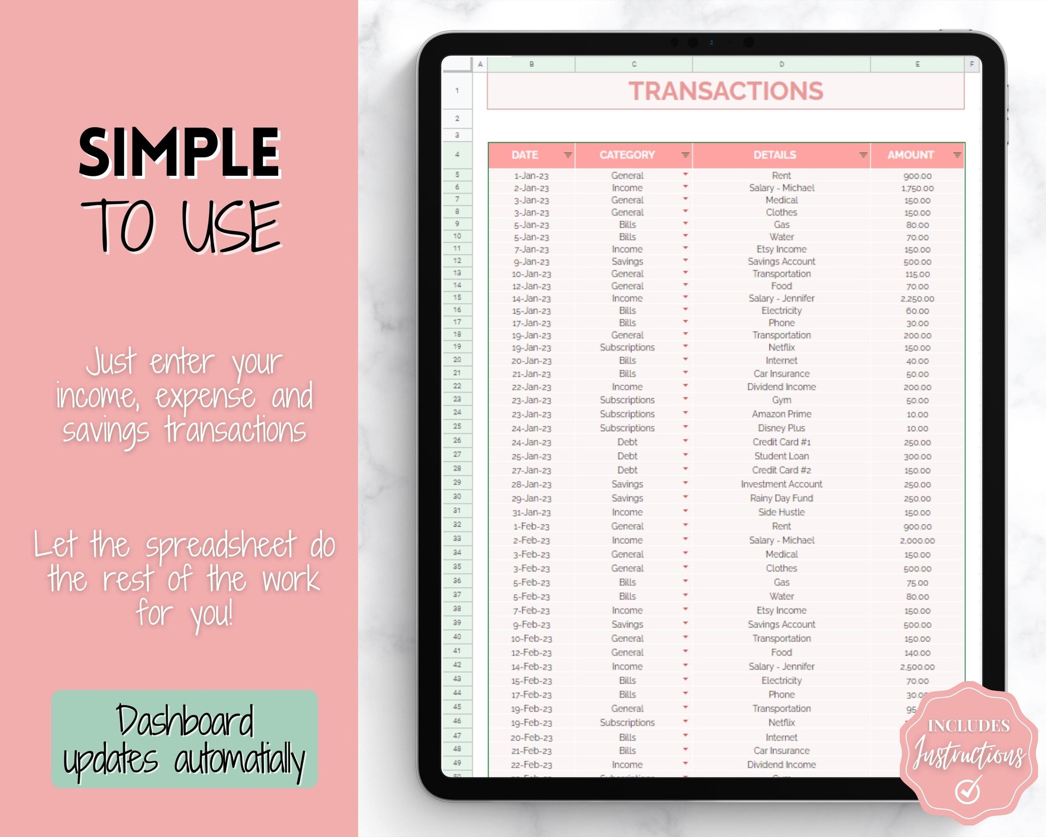 Red Spreadsheet Google Sheets Paycheck Budget Spreadsheet | Biweekly Budget - Red