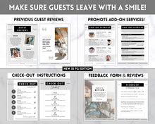 Load image into Gallery viewer, Airbnb Welcome Book Template | Editable Canva Welcome Guide for Vacation Rentals | Mono

