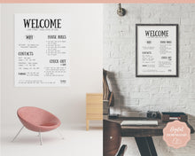 Load image into Gallery viewer, Airbnb Welcome Sign Poster Template | Printable Airbnb Host Vacation Rental Sign | Farmhouse
