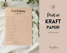 Load image into Gallery viewer, 1st Birthday Games - Printable Bundle of 14 Party Games for Baby&#39;s 1st Birthday | Trivia Activity for Woodland, Boho, Neutral Theme
