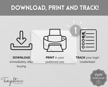 Load image into Gallery viewer, Password Tracker BUNDLE | 3 Printable Password Log &amp; Organizers, Password Keeper, Password Manager | Mono
