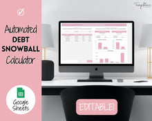 Load image into Gallery viewer, Dave Ramsey Debt Snowball Calculator | Google Sheets Debt Payoff Automated Tracker Template | Budget Planner Spreadsheet | Pink
