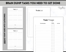 Load image into Gallery viewer, EDITABLE Brain Dump Template BUNDLE | To Do List Printable, ADHD Work Productivity Planner | Mono
