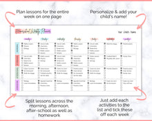 Load image into Gallery viewer, EDITABLE Lesson Plan Template | Google Sheets Weekly Lesson Planner Spreadsheet, Homeschool Teacher, Academic Schedule
