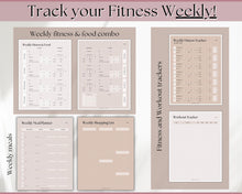 Load image into Gallery viewer, Fitness Planner Ultimate Bundle | Weight Loss, Workout, Fitness, Wellnes &amp; Health, Meal Planner, Self Care, Habit Tracker | Lux
