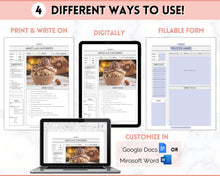 Load image into Gallery viewer, EDITABLE Recipe Sheet Template | Recipe Book, Cards &amp; Cookbook Binder, 8.5x11 Food Planner Journal | Style 1
