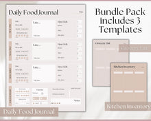 Load image into Gallery viewer, Boho Daily Food Diary Printable | Food Journal, Diet &amp; Nutrition Log | Lux
