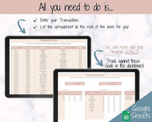 Load image into Gallery viewer, Simple Budget Planner Spreadsheet | Google Sheets Automated Monthly Finance &amp; Expenses Spreadsheet | Brown
