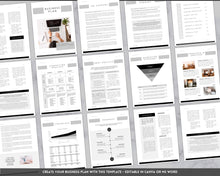 Load image into Gallery viewer, Business Plan Template | Editable Small Business Start Up Workbook in Canva, Word &amp; Google Docs | Mono Strip
