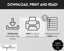 Load image into Gallery viewer, Book Reading Challenge BUNDLE | 52 Weeks, 100 Book Reading Log Printable Planner | Sky Mono
