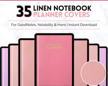 Load image into Gallery viewer, 35 Digital Planner Notebook Covers | Digital Journal Covers for GoodNotes &amp; iPad | Linen Texture Pink
