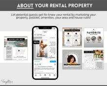 Load image into Gallery viewer, AIRBNB Instagram Templates! Editable Social Media Posts, Canva, Air bnb, Superhost, Host signs, Signage, VRBO Vacation Rental, Welcome Book | Lovelo Mono
