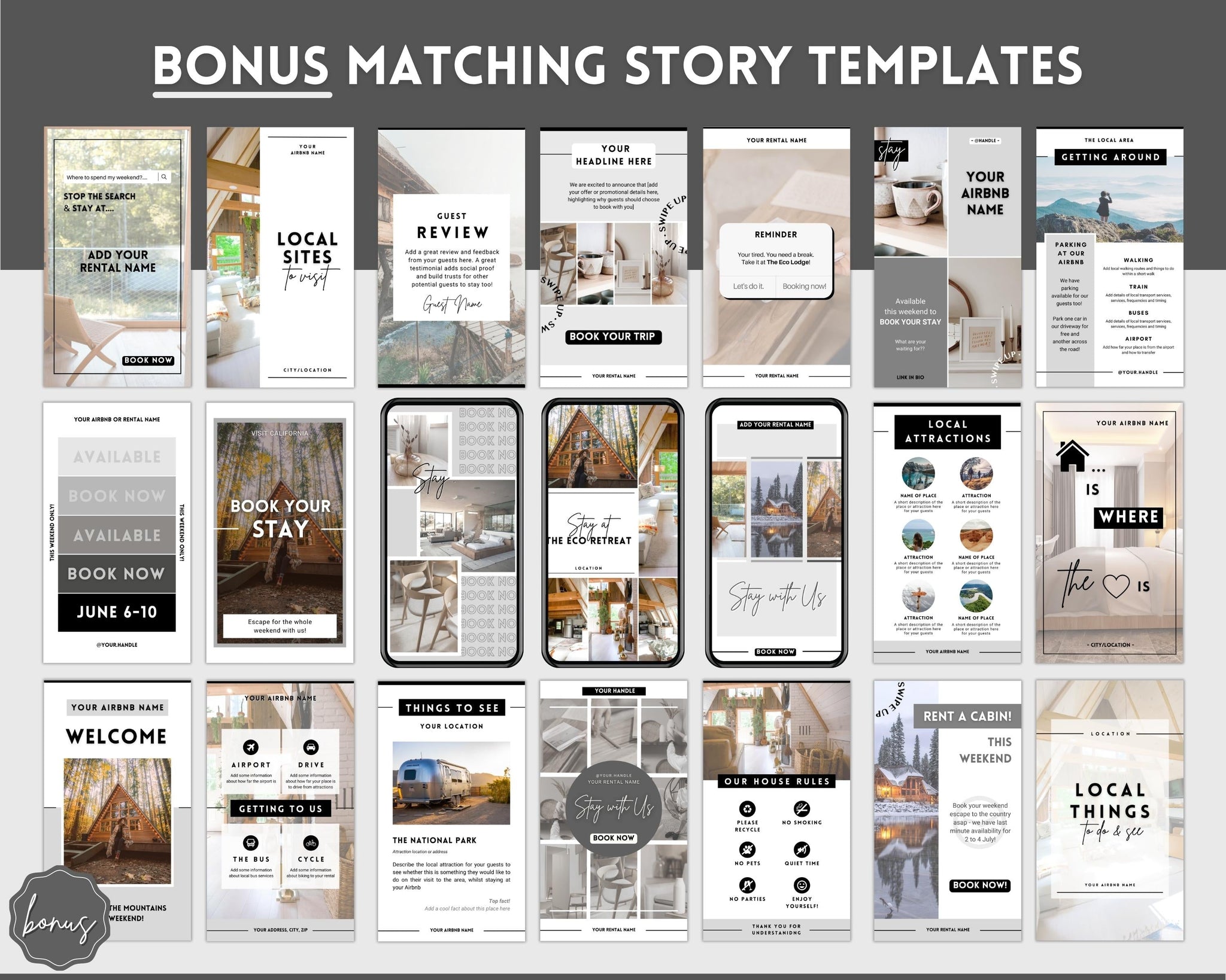 Airbnb INSTAGRAM Templates, Social Media Posts, Superhost Marketing