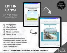 Load image into Gallery viewer, AIRBNB Instagram Templates! Editable Social Media Posts, Canva, Air bnb, Superhost, Host signs, Signage, VRBO Vacation Rental, Welcome Book | Lovelo Mono
