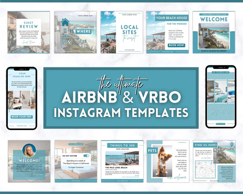 AIRBNB Instagram Templates! Editable Social Media Posts, Canva, Air bnb, Superhost, Host signs, Signage, VRBO Vacation Rental, Welcome Book | Lovelo Teal