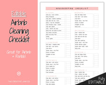 Load image into Gallery viewer, Airbnb Cleaning Checklist, EDITABLE Housekeeping Cleaning Planner, Cleaning Schedule, House Chores, Clean Routine, Professional Cleaning
