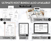 Load image into Gallery viewer, Airbnb Feedback Request Postcard, Editable Airbnb Guest Rating &amp; Review Form, Air bnb Welcome Book, Check Out Signs, VRBO Signage, STR Host - Black
