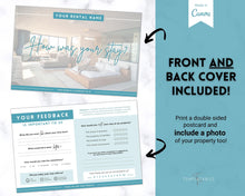 Load image into Gallery viewer, Airbnb Feedback Request Postcard, Editable Airbnb Guest Rating &amp; Review Form, Air bnb Welcome Book, Check Out Signs, VRBO Signage, STR Host - Blue

