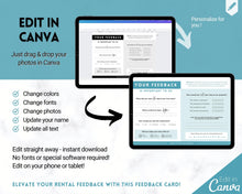 Load image into Gallery viewer, Airbnb Feedback Request Postcard, Editable Airbnb Guest Rating &amp; Review Form, Air bnb Welcome Book, Check Out Signs, VRBO Signage, STR Host - Blue
