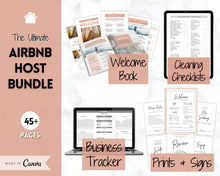 Load image into Gallery viewer, Airbnb Host BUNDLE! Editable Airbnb Signs, Welcome Book Template, Cleaning checklist, Business Tracker Spreadsheet, Air bnb Printables, VRBO | Brown
