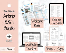 Load image into Gallery viewer, Airbnb Host BUNDLE! Editable Airbnb Signs, Welcome Book Template, Cleaning checklist, Business Tracker Spreadsheet, Air bnb Printables, VRBO | Pink
