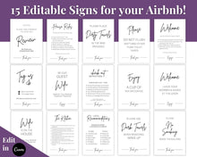 Load image into Gallery viewer, Airbnb Host BUNDLE! Editable Airbnb Signs, Welcome Book Template, Cleaning checklist, Business Tracker Spreadsheet, Air bnb Printables, VRBO | Purple
