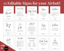 Load image into Gallery viewer, Airbnb Host BUNDLE! Editable Airbnb Signs, Welcome Book Template, Cleaning checklist, Business Tracker Spreadsheet, Air bnb Printables, VRBO | Red
