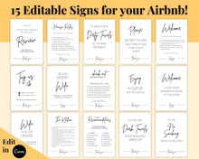 Load image into Gallery viewer, Airbnb Host BUNDLE! Editable Airbnb Signs, Welcome Book Template, Cleaning checklist, Business Tracker Spreadsheet, Air bnb Printables, VRBO | Yellow
