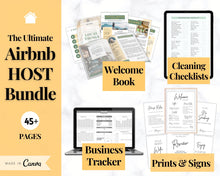Load image into Gallery viewer, Airbnb Host BUNDLE! Editable Airbnb Signs, Welcome Book Template, Cleaning checklist, Business Tracker Spreadsheet, Air bnb Printables, VRBO | Yellow
