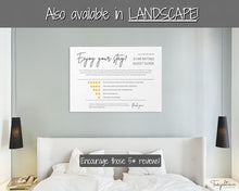 Load image into Gallery viewer, Airbnb RATING Sign, Airbnb Template, 5* Review Airbnb Signage, Check Out, Super Host, Welcome Book, House Rules Checklist, Air bnb, VRBO STR
