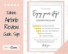 Load image into Gallery viewer, Airbnb RATING Sign, Airbnb Template, 5* Review Airbnb Signage, Check Out, Super Host, Welcome Book, House Rules Checklist, Air bnb, VRBO STR | Pink
