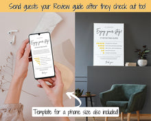 Load image into Gallery viewer, Airbnb RATING Sign, Airbnb Template, 5* Review Airbnb Signage, Check Out, Super Host, Welcome Book, House Rules Checklist, Air bnb, VRBO STR | Yellow
