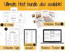 Load image into Gallery viewer, Airbnb RATING Sign, Airbnb Template, 5* Review Airbnb Signage, Check Out, Super Host, Welcome Book, House Rules Checklist, Air bnb, VRBO STR | Yellow

