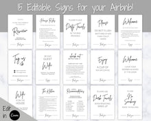 Load image into Gallery viewer, Airbnb Template BUNDLE! Editable Airbnb Signs, Welcome Book, Cleaning checklist, Business Tracker Spreadsheet, Air bnb Printables, Host VRBO | Grey
