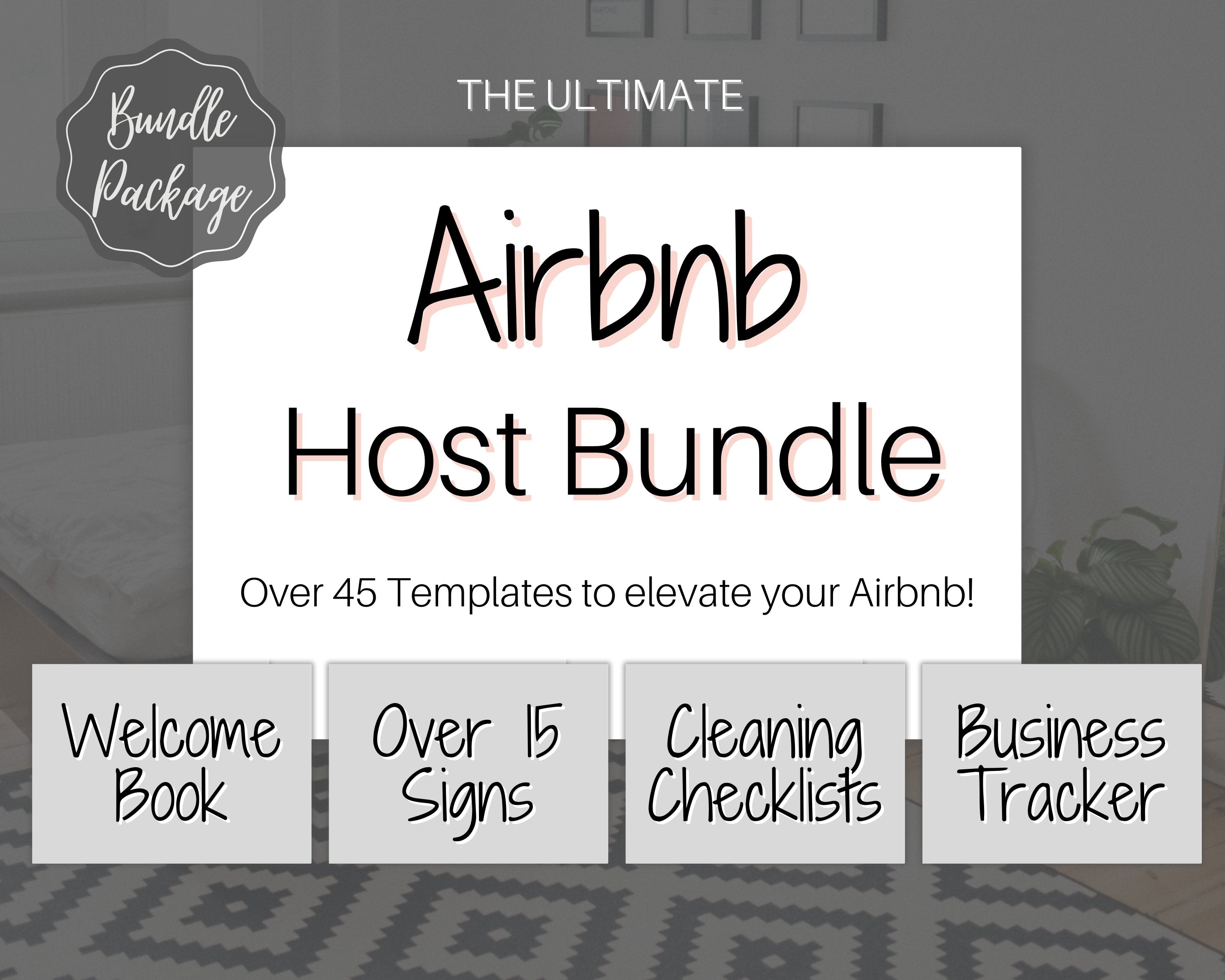 Airbnb Host Template BUNDLE | Welcome Book, Signs, Trackers - Grey