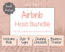 Load image into Gallery viewer, Airbnb Template BUNDLE! Editable Airbnb Signs, Welcome Book, Cleaning checklist, Business Tracker Spreadsheet, Air bnb Printables, Host VRBO | Pink
